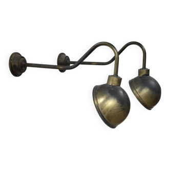Pair of XL patinated brass wall lights, France, 1970.