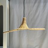 Small suspension, rattan luminaire in hat shape D:60cm