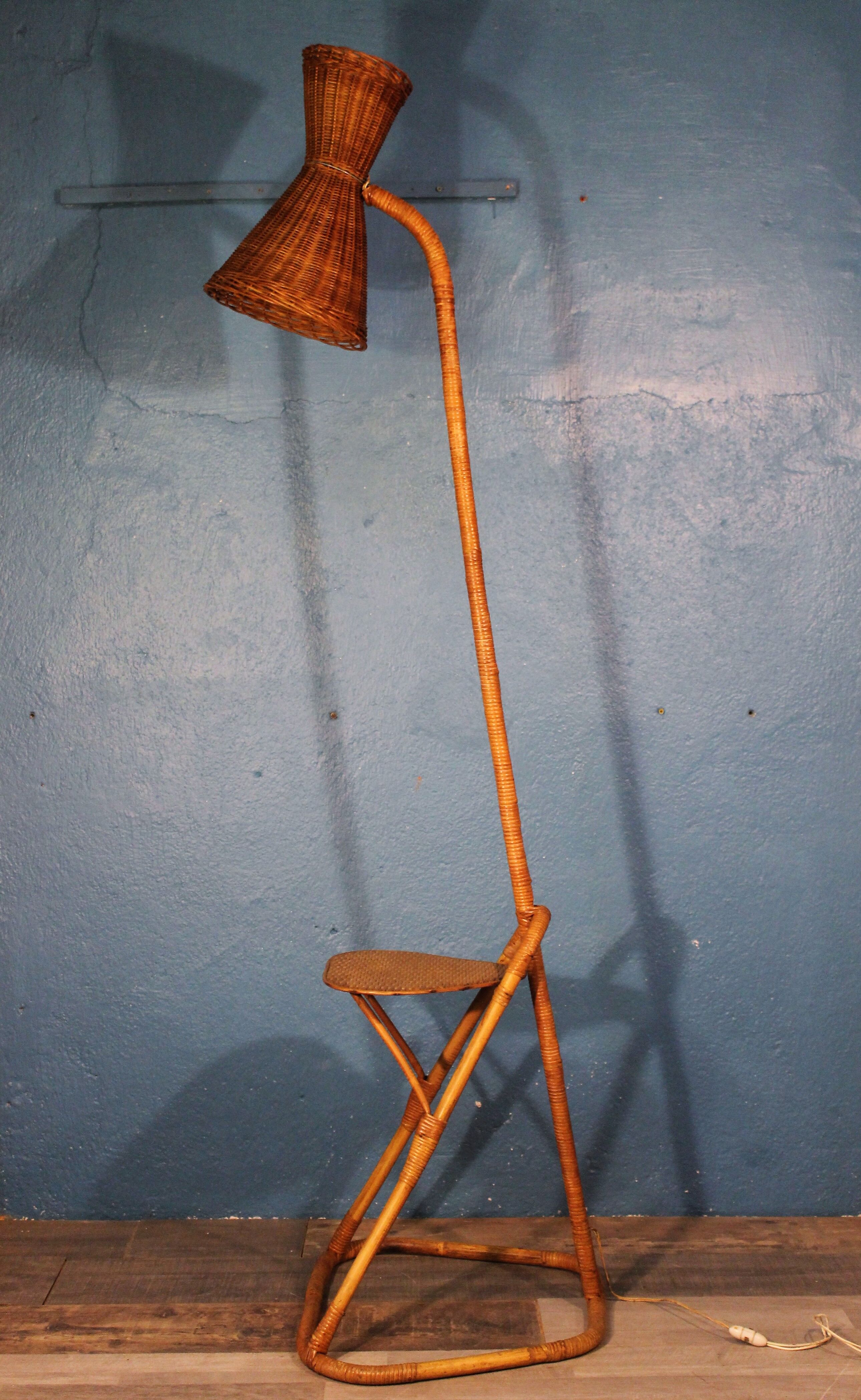 Rattan floor lamp 1950