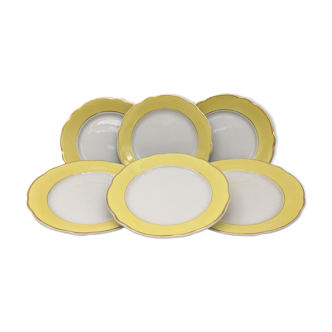Lot de 6 assiettes Plates K&G Lunéville Badonviller, Modèle "Jonquille"