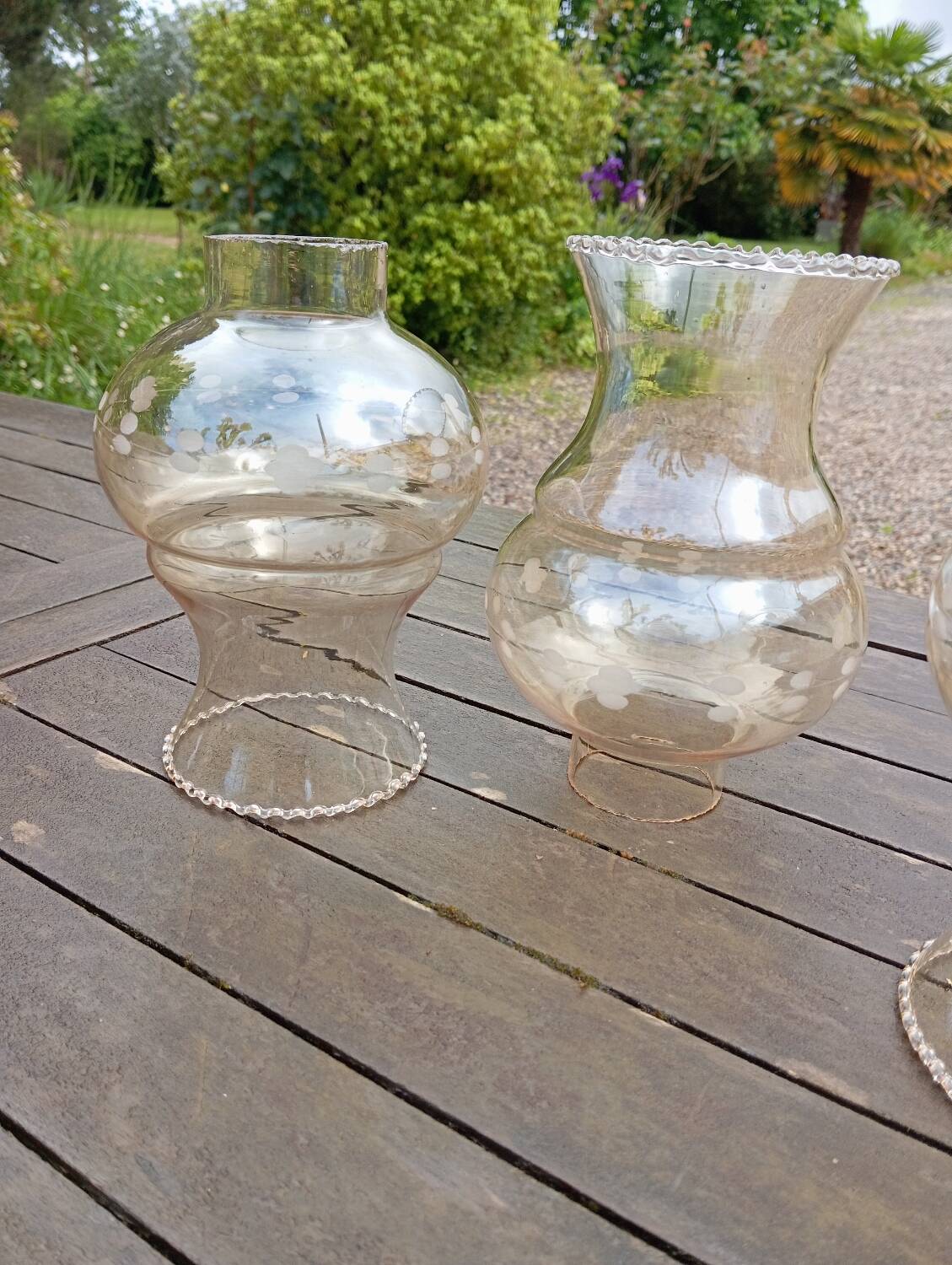 3 amber tulip globes art deco style for chandelier or wall light