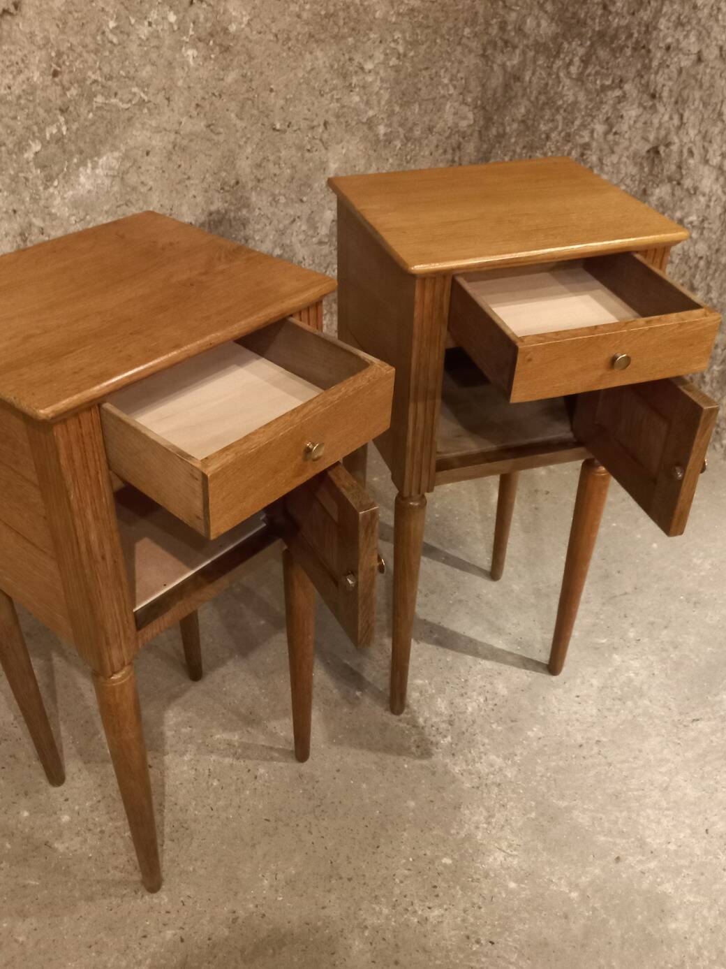 Paire table de chevet chêne massif art deco années 30/40