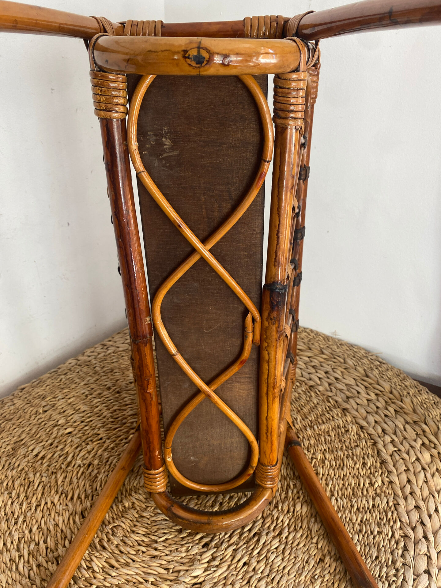 Bamboo and rattan magazine rack, 1960s