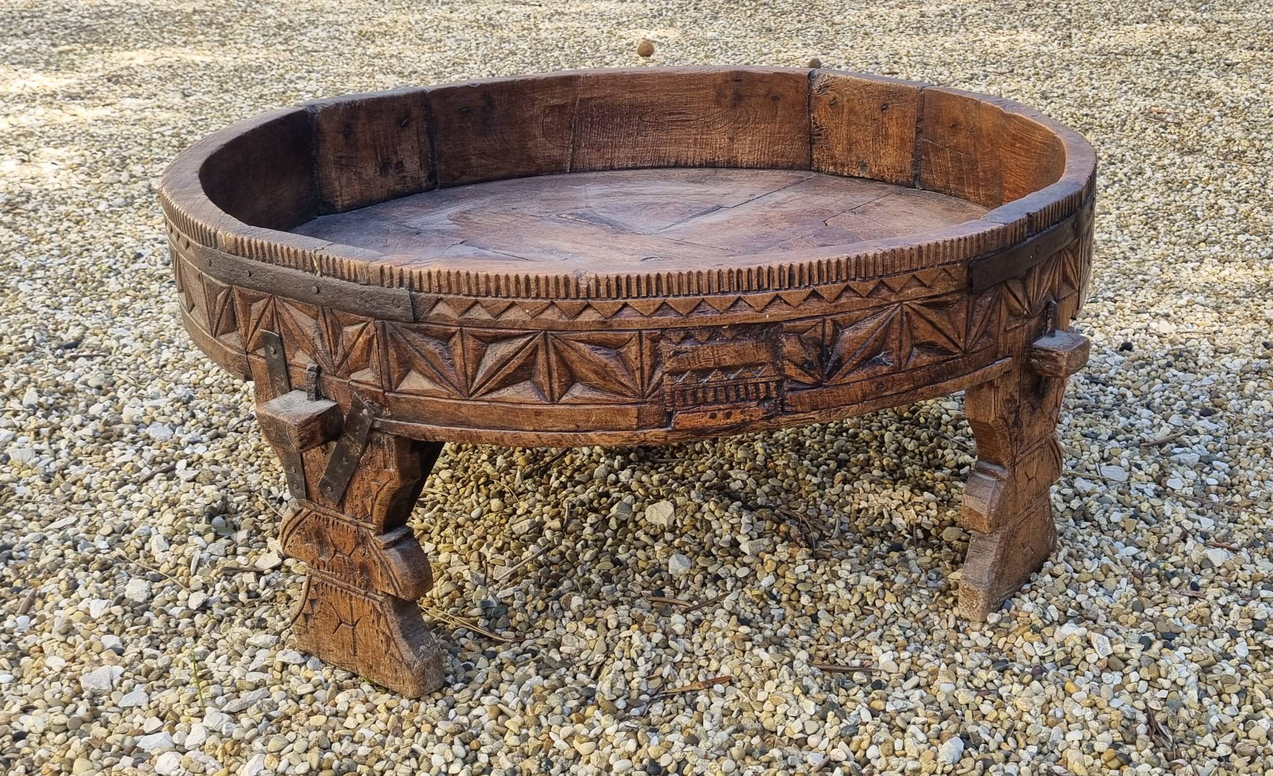 Antique millstone coffee table
