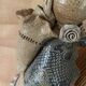 Lampe grès, câble tissu 2 M, abat-jour cordes  1960
