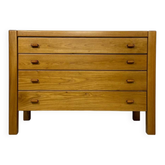 Commode française vintage en orme des années 1960, signée Maison Regain
