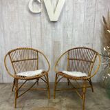 Pair of rattan armchairs