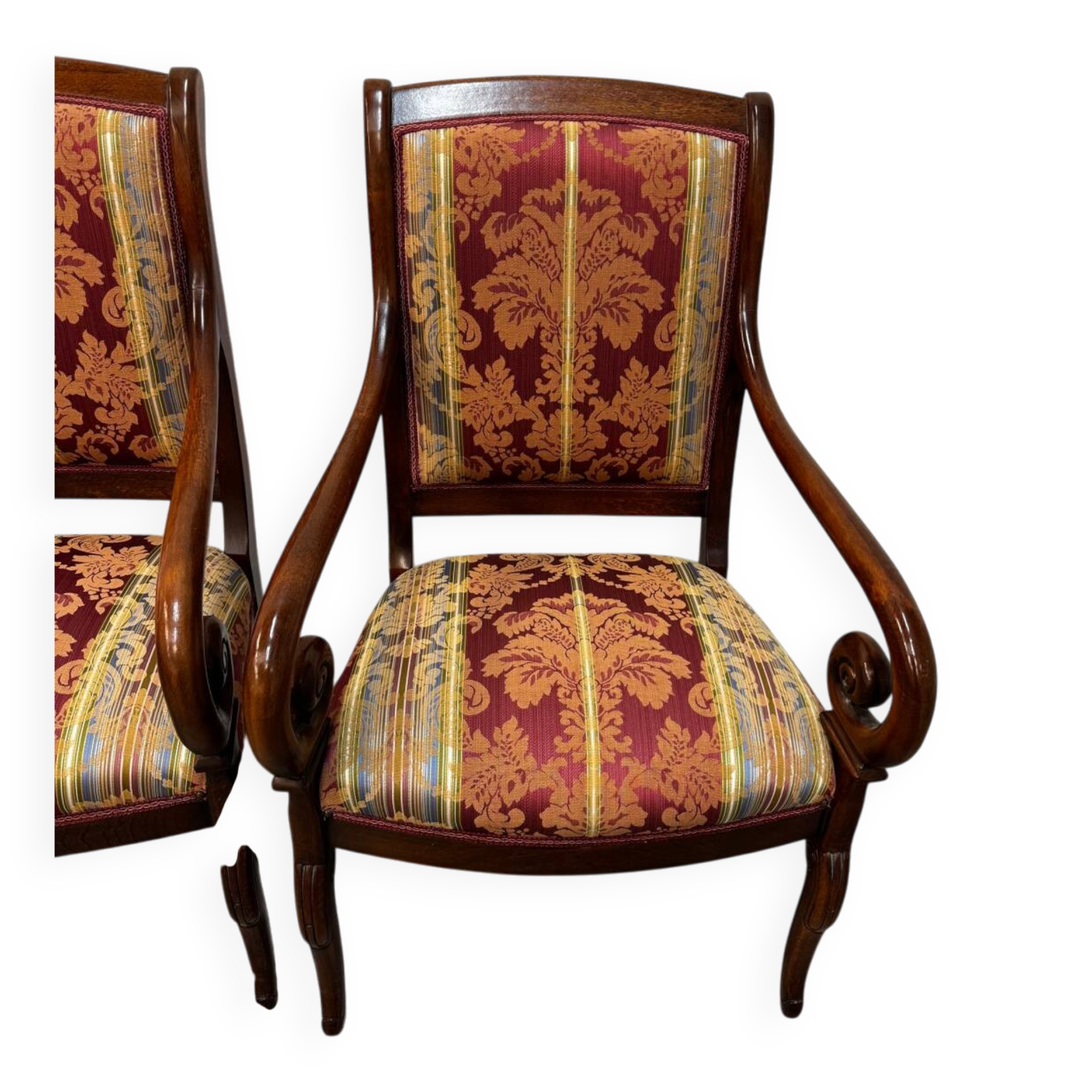 Pair of cross-back armchairs, Empire style, 19th century.