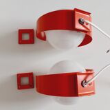 Paire d'appliques space age orange