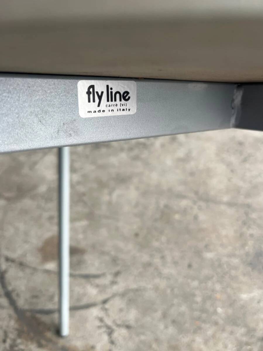 Set of 4 light grey powder-coated metal Fly Line chairs with cream rope - Giandomenico Belotti, 1980s