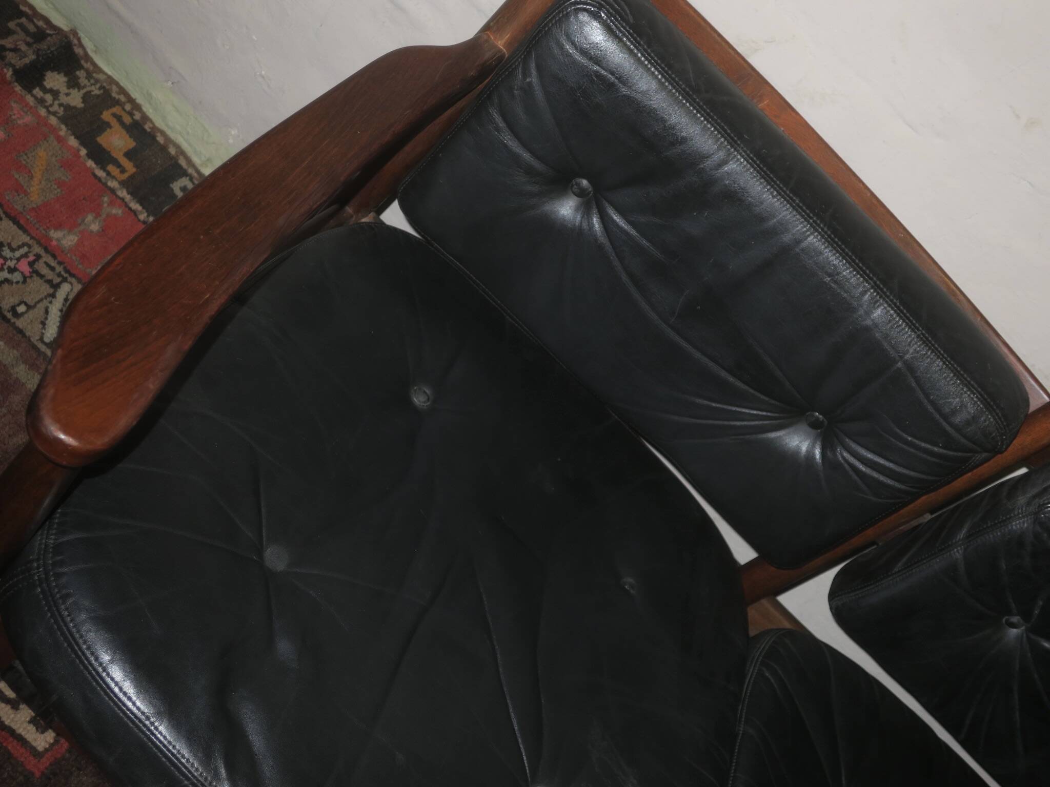 Cadett 3-seater sofa in teak and leather by Eric Merthen, Sweden 1960s