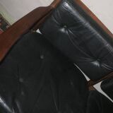 Cadett 3-seater sofa in teak and leather by Eric Merthen, Sweden 1960s