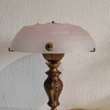 Empire style lamp circa 1950 and glass paste lampshade