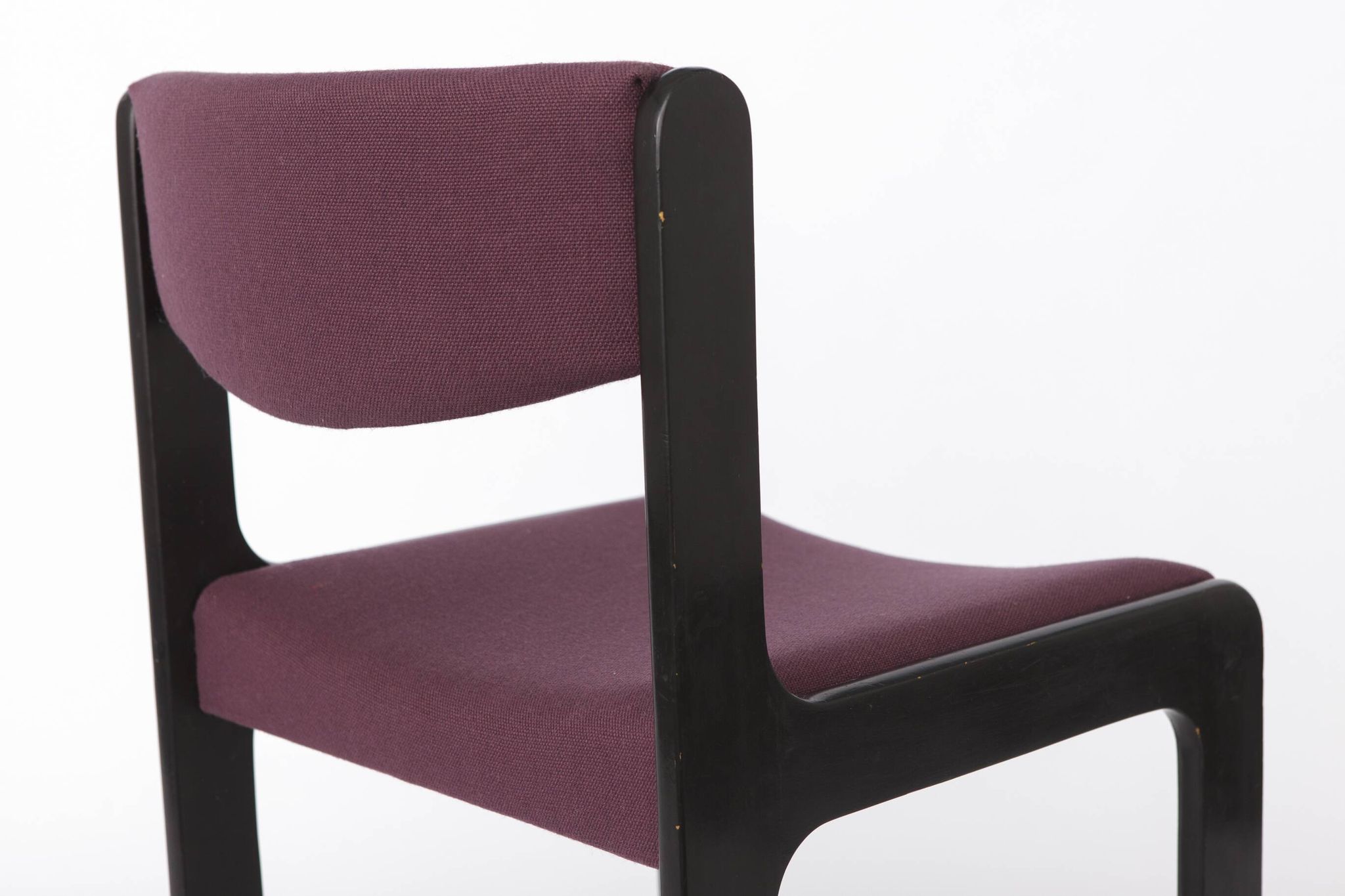 1 of 6 Vintage German Dining Chair, 1950s–1960s, Black Beechwood, Pastel