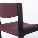 1 of 6 Vintage German Dining Chair, 1950s–1960s, Black Beechwood, Pastel