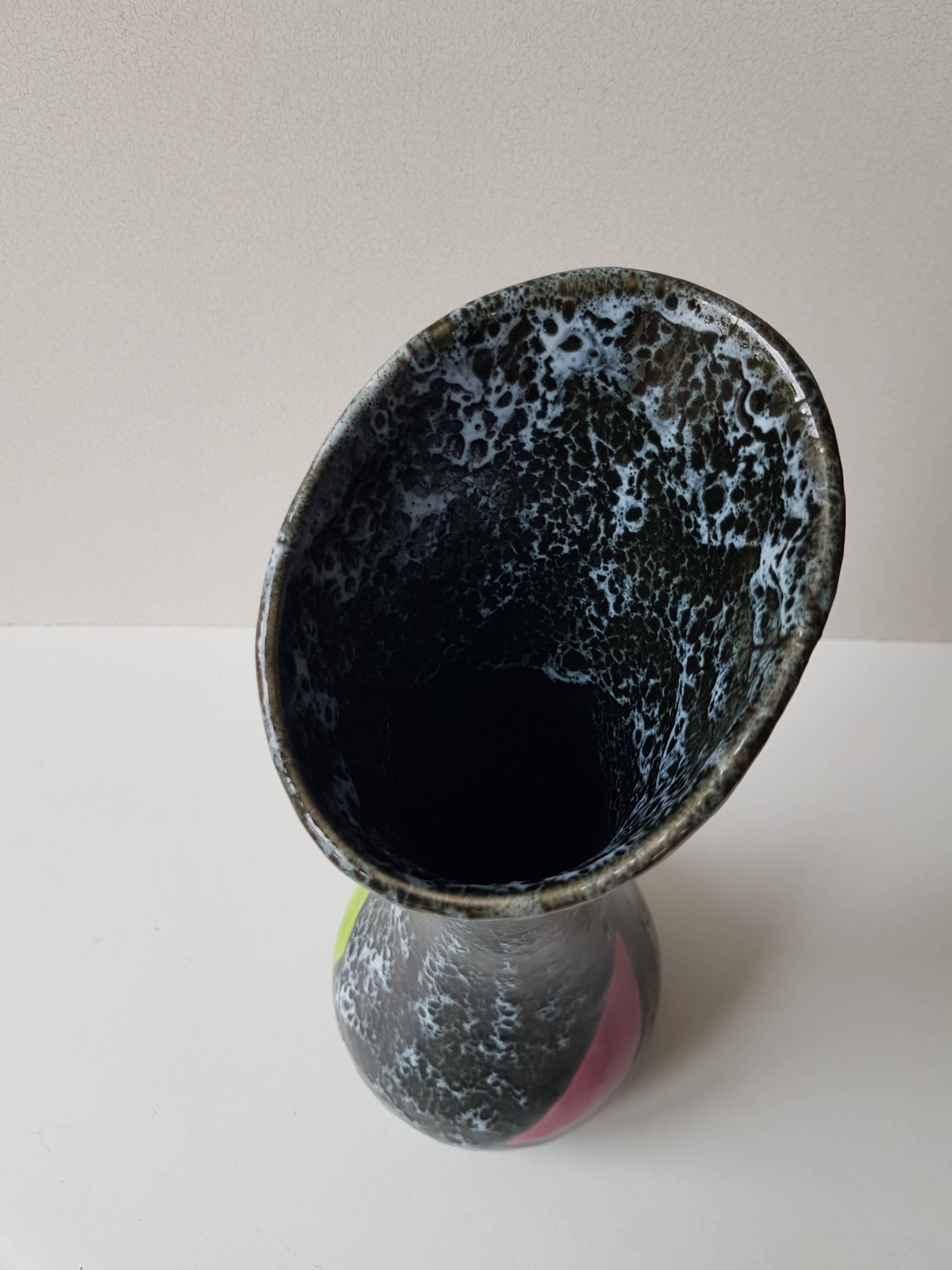 60s designer ceramic vase signed Vallauris Height 28.5cm