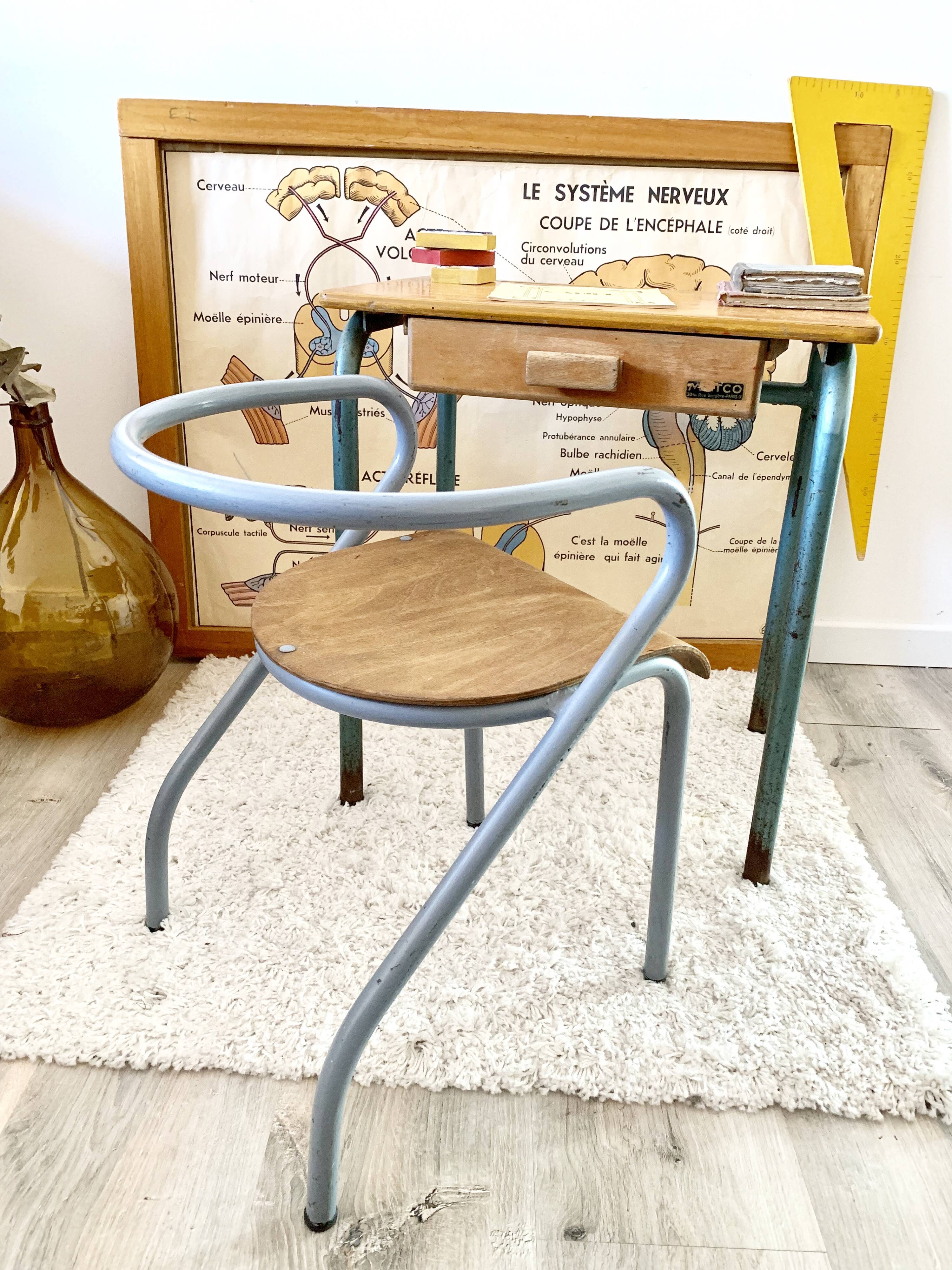 Chair of schoolboy and his desk bu Jacques Hitier