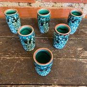 Set of 6 antique cyclops liqueur glasses by charles cart, fat lava ceramic