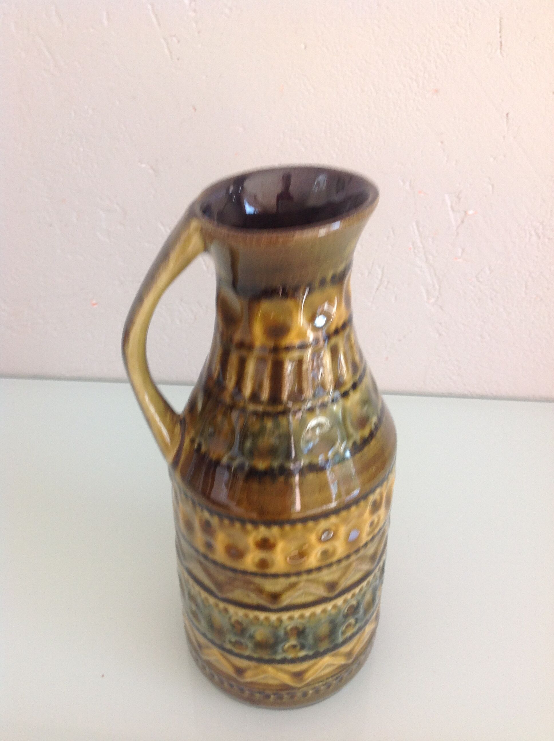 Polychrome ceramic soliflore vase by Bay Keramik / vintage 60s-70s
