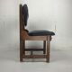 Ensemble de 4 chaises de salle à manger brutalistes en chêne et cuir, années 1960