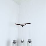 Plafonnier mid-century en teck et verre, danemark, 1960s