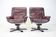 Scandinavian Leather Armchairs / Lounge Chairs, With footres 1970s, Finland