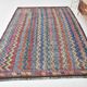 Tapis kilim vintage multicolore à motifs zigzag géométriques, 184x274 cm