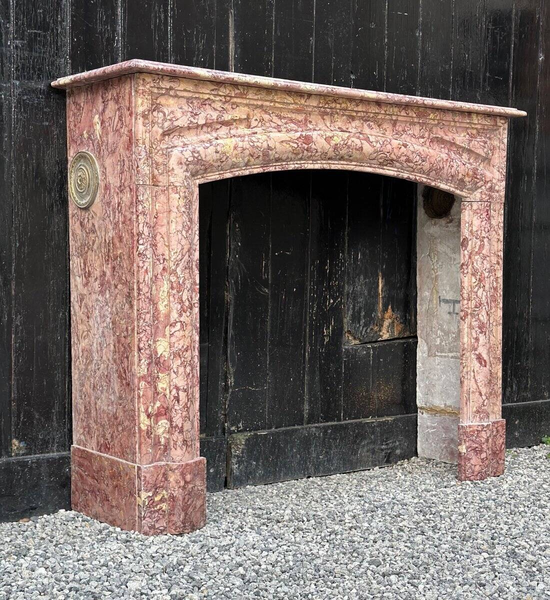 Louis XIV Style Fireplace In Purplish Brocatelle Marble Circa 1880