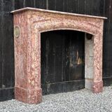 Louis XIV Style Fireplace In Purplish Brocatelle Marble Circa 1880