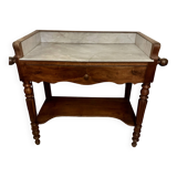 Meuble table de toilette ancien en acajou et marbre