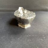 Gravy boat or oyster butter dish – Maurice Gouaillé – Silver plated metal & satin glass