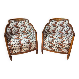 Pair of Art Deco mahogany armchairs