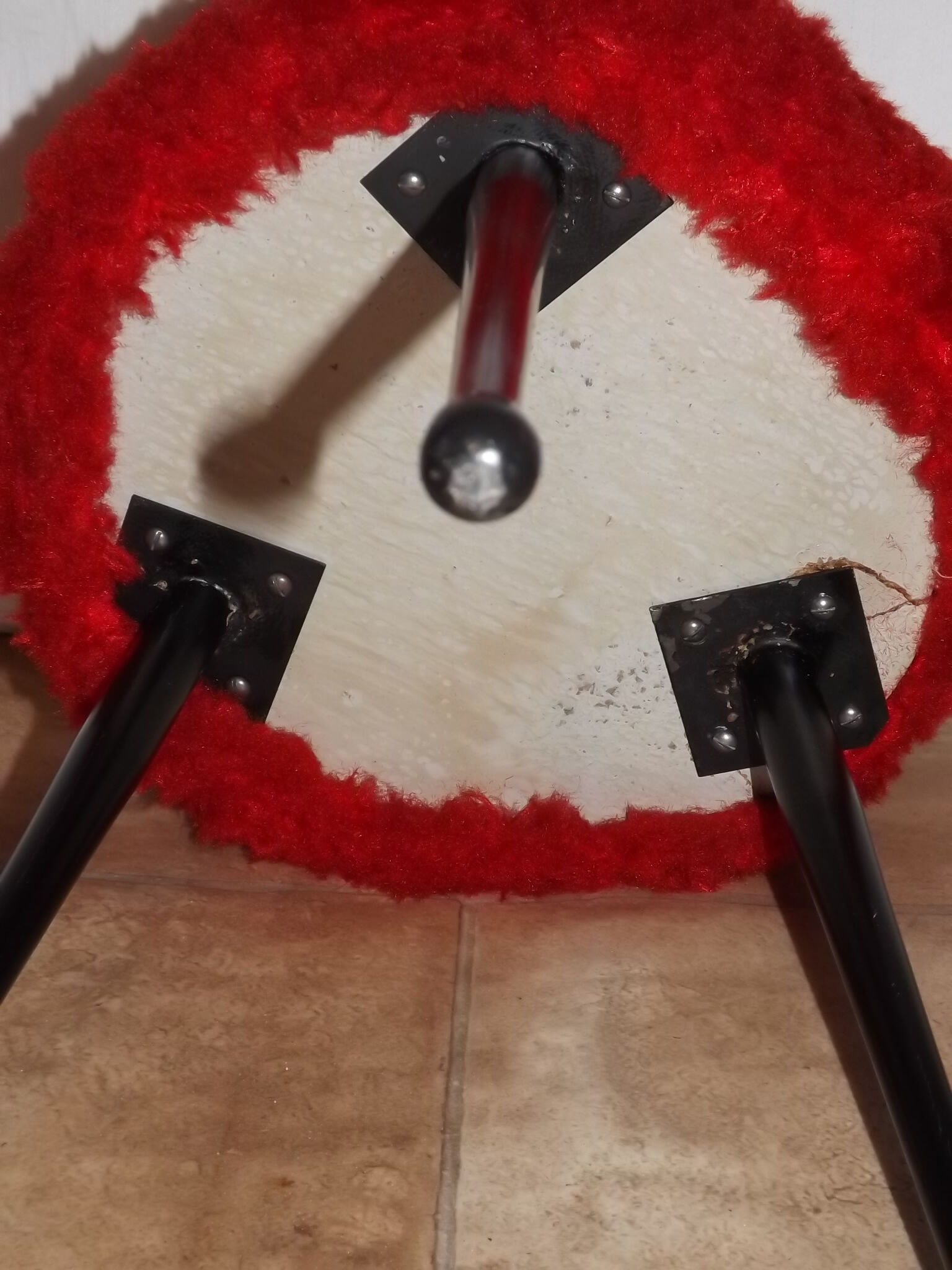 Stool in 1960 1970 vintage red rug