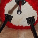 Stool in 1960 1970 vintage red rug