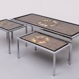 Belarti Ceramic tile Table set of 3 Belgian 1970s