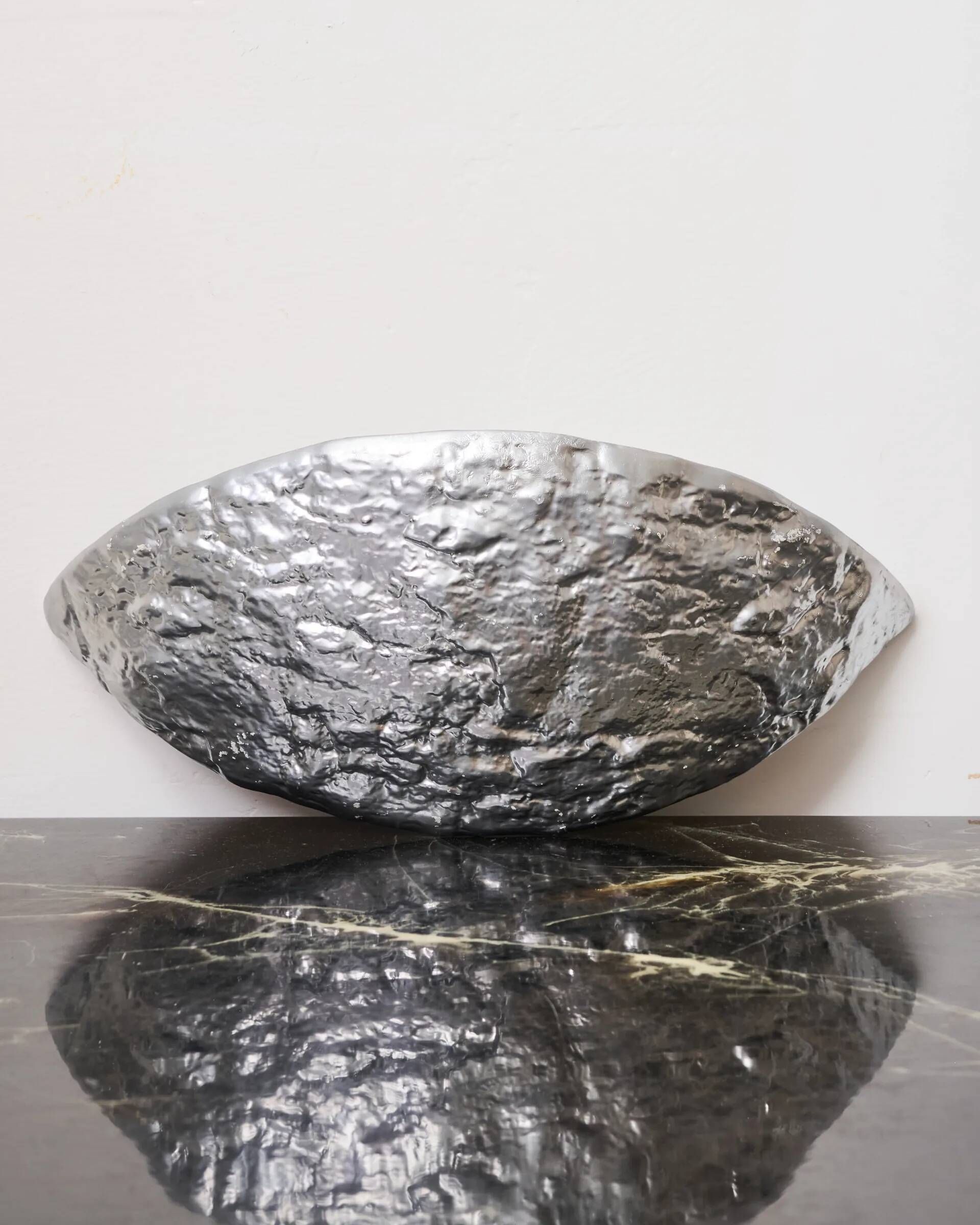 Organic silvered ceramic wall light, France, 1970-1980