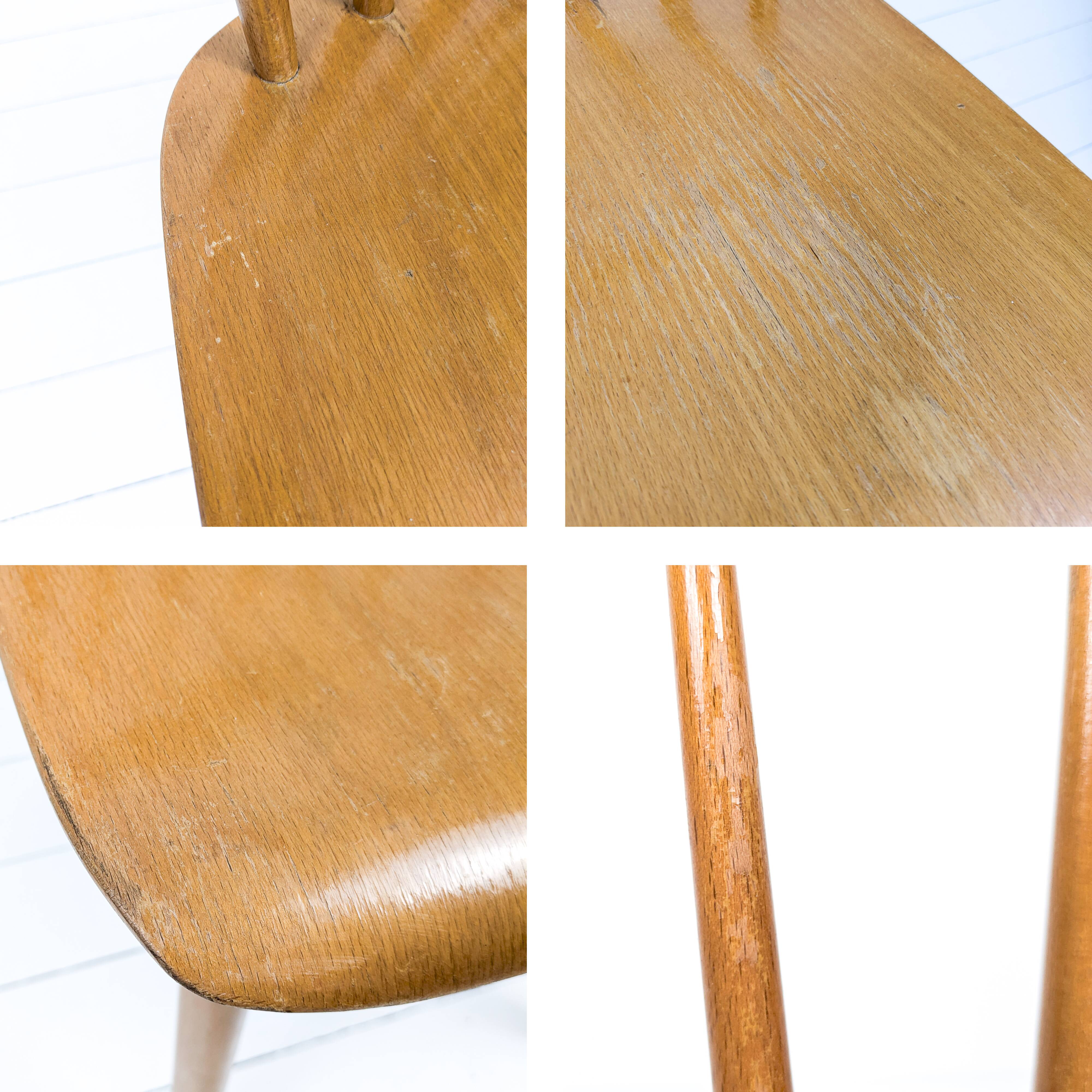 Lot de 2 chaises vintage Mid-Century à barreaux en bois design danois rétro