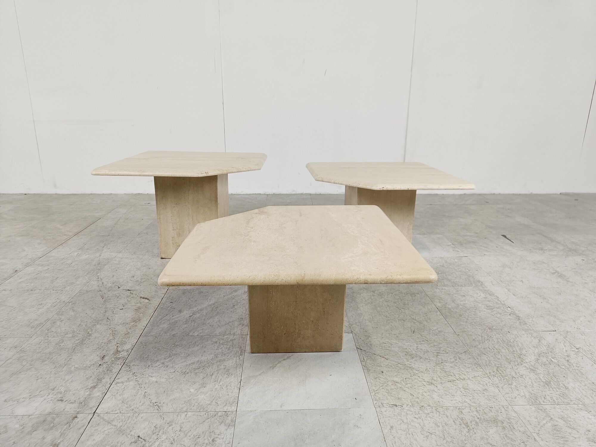 Vintage travertine nesting tables or side tables, 1970s