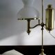 English Quinquet lamp in brass and opaline.