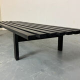 XL Vintage MCM Martin Visser black slat bench coffee table, 1960s