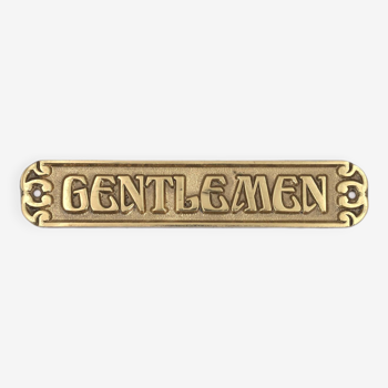 Plaque de porte en laiton Gentlemen, années 70