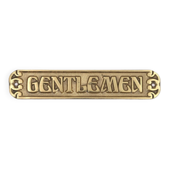 Plaque de porte en laiton Gentlemen, années 70