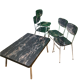 4 chairs and marble effect Formica coffee table