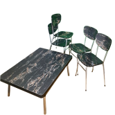4 Chaises et table basse Formica effet marbre
