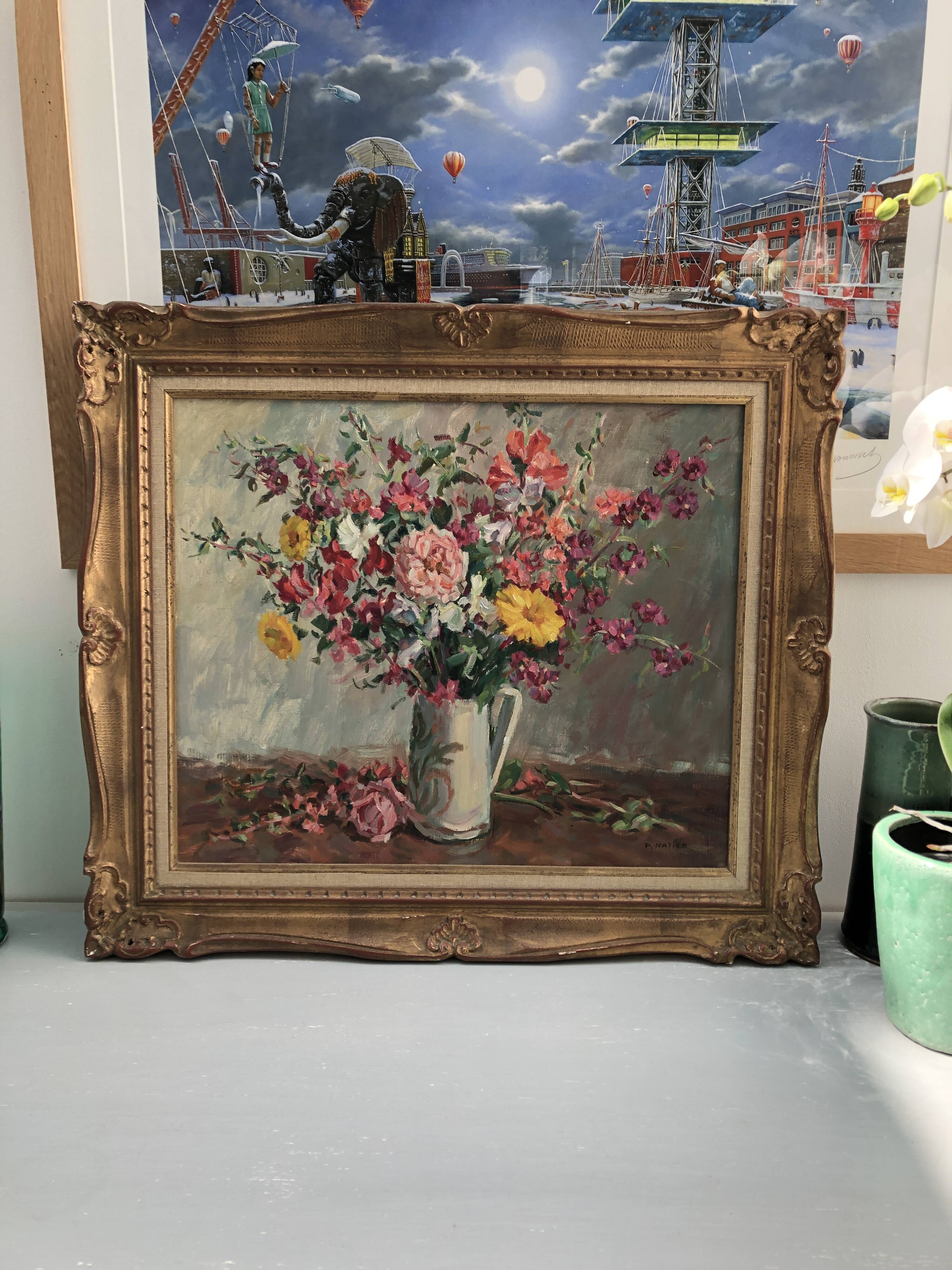 Still life bouquet of flowers oil painting