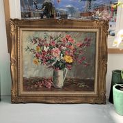Still life bouquet of flowers oil painting
