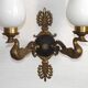 Pair Of Lucien Gau Style Double Swan Wall Lights With Opaque Glass Shades