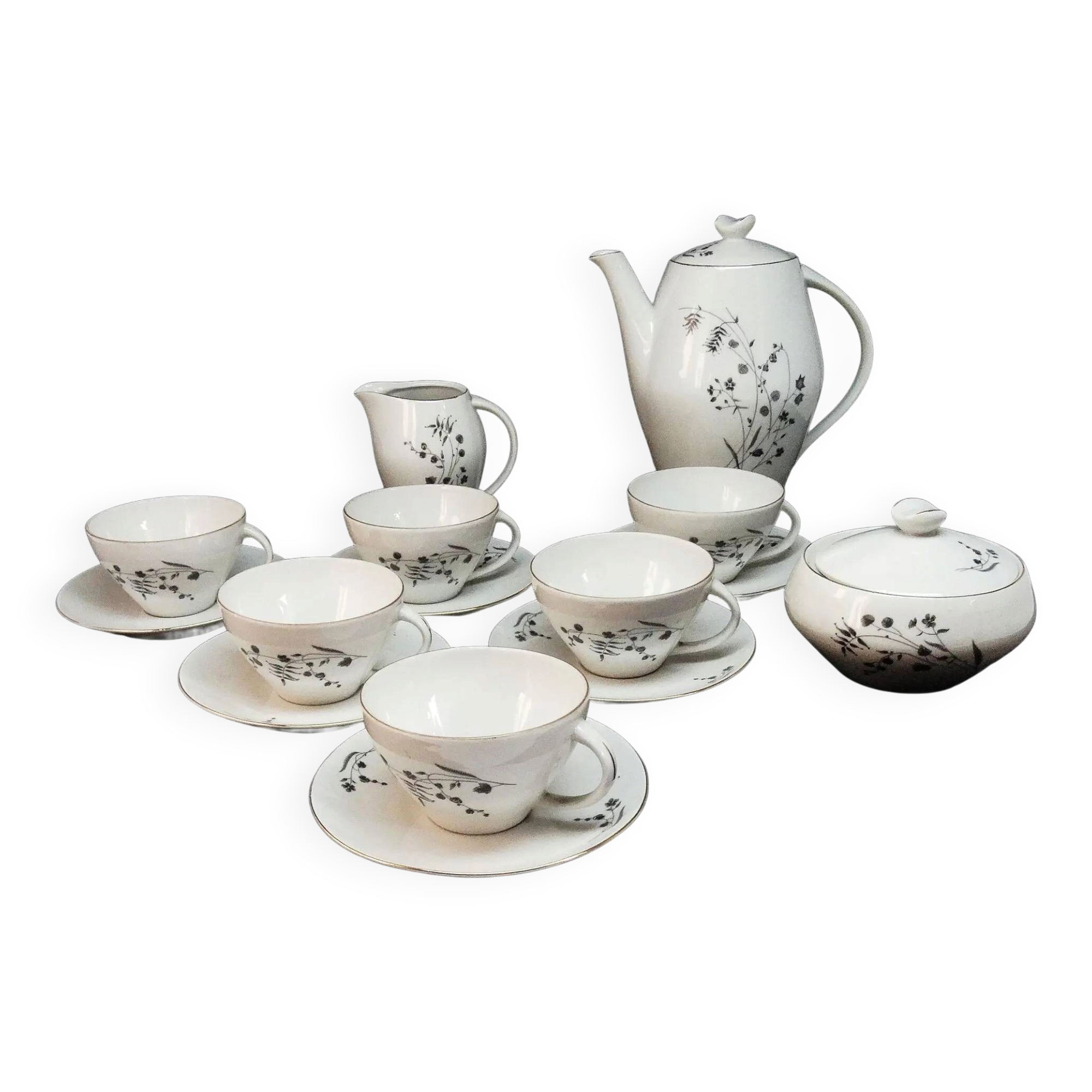 Joanna coffee set, modernism, porcelain, Poland, 1970s
