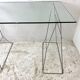 Minimalist glass and metal desk from the 1970s