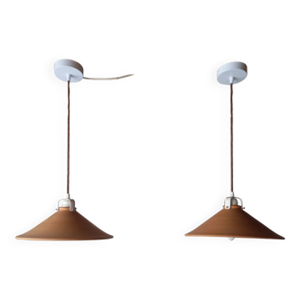 Pair of terracotta pendant lights from the 70s